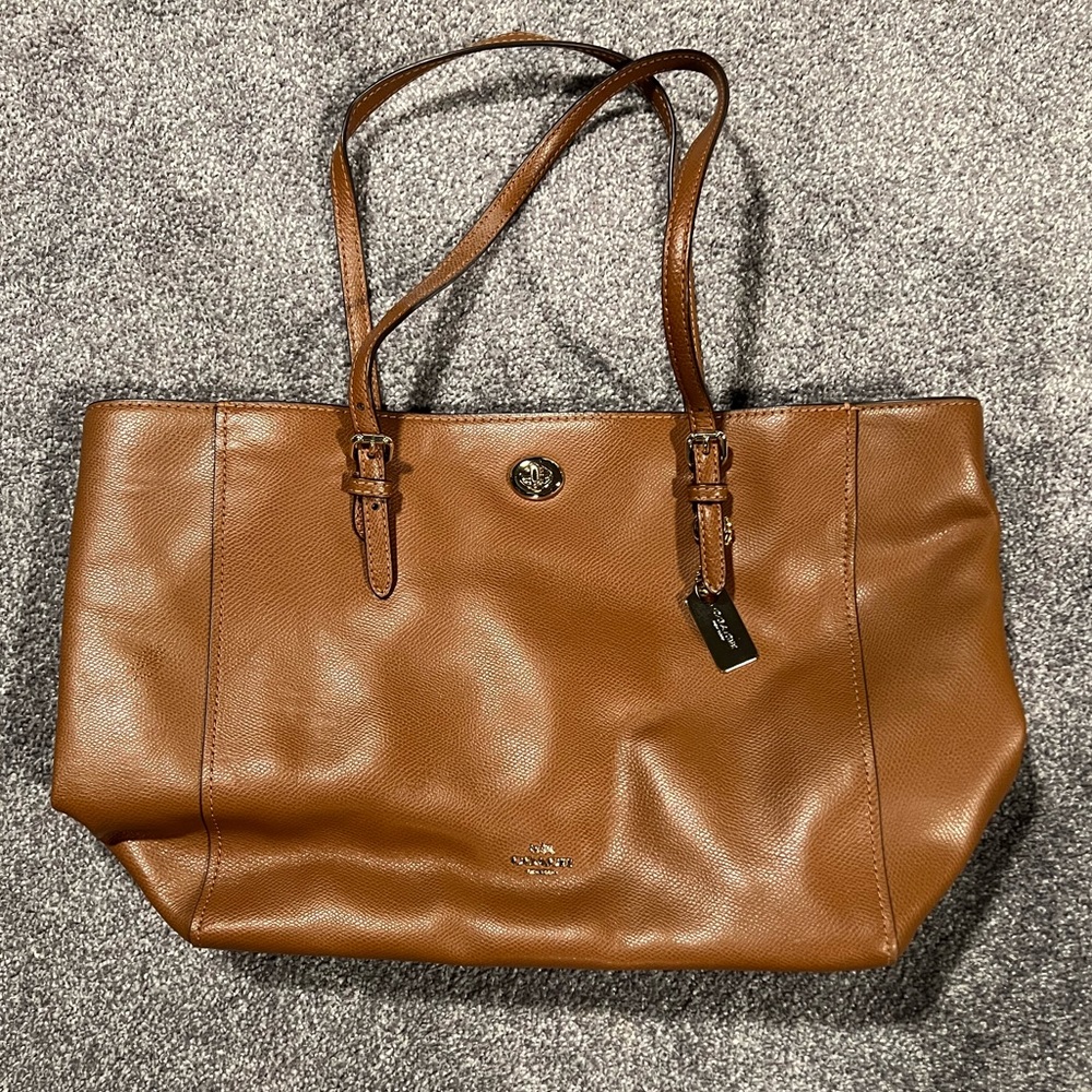 Coach Tan Leather Tote Purse - Excellent Condition!